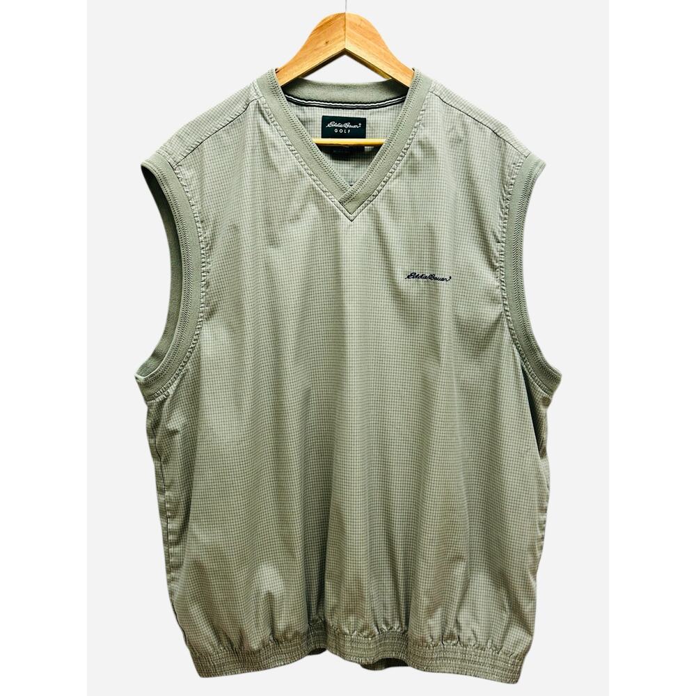 Eddie Bauer Golf Vest XL Tan Sleeveless V Neck‎ Pullover Mens Casual 90s Y2K